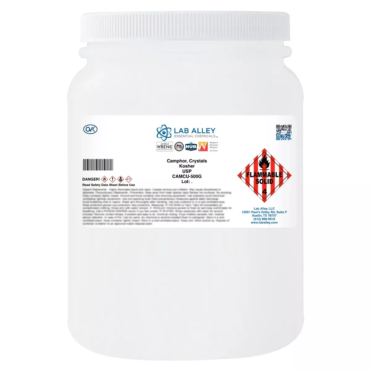 Camphor, Crystals, USP Grade, Kosher