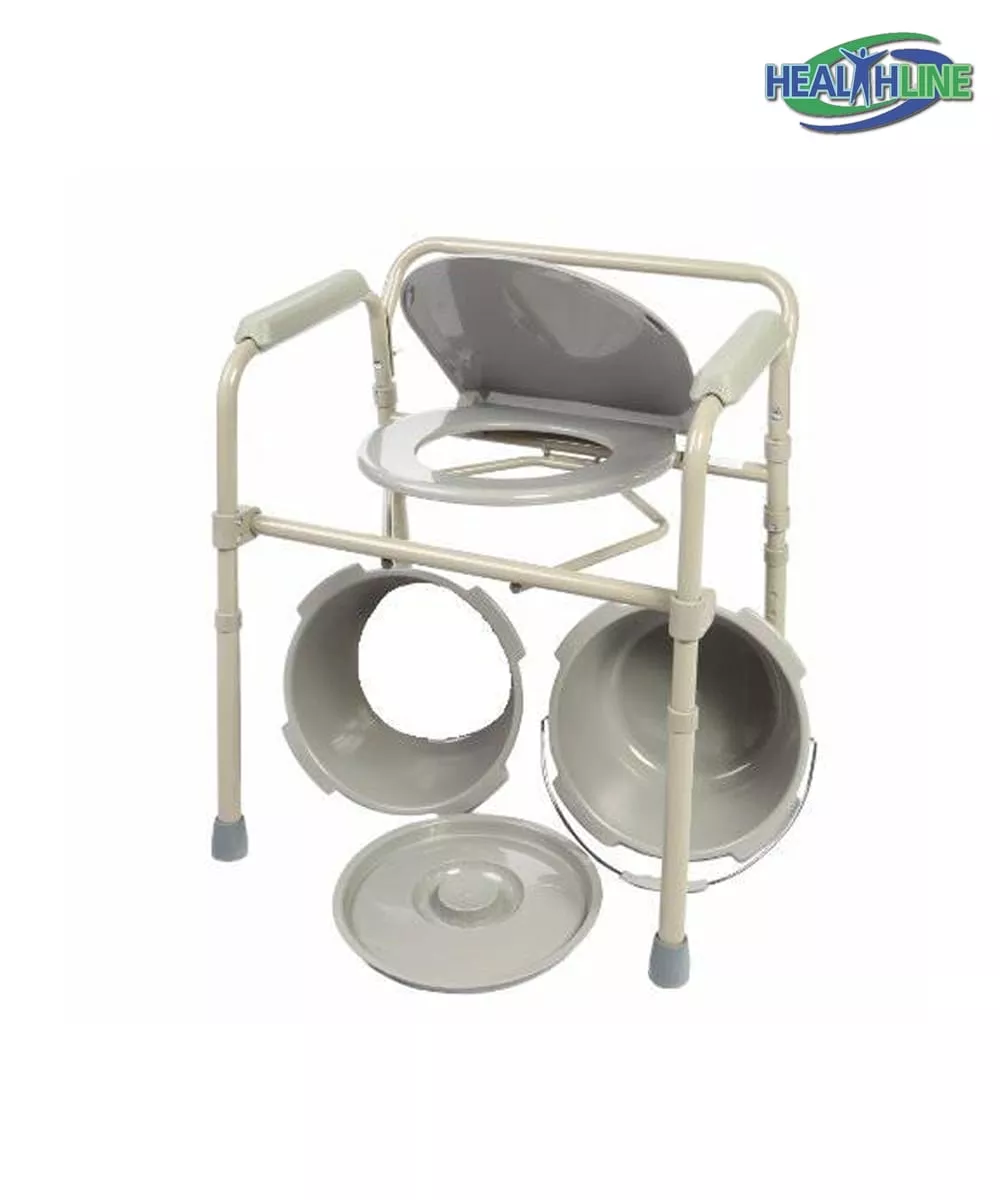 Commode Chair Folding Bedside Commode Seat w/Splash Guard and Adjustable Legs