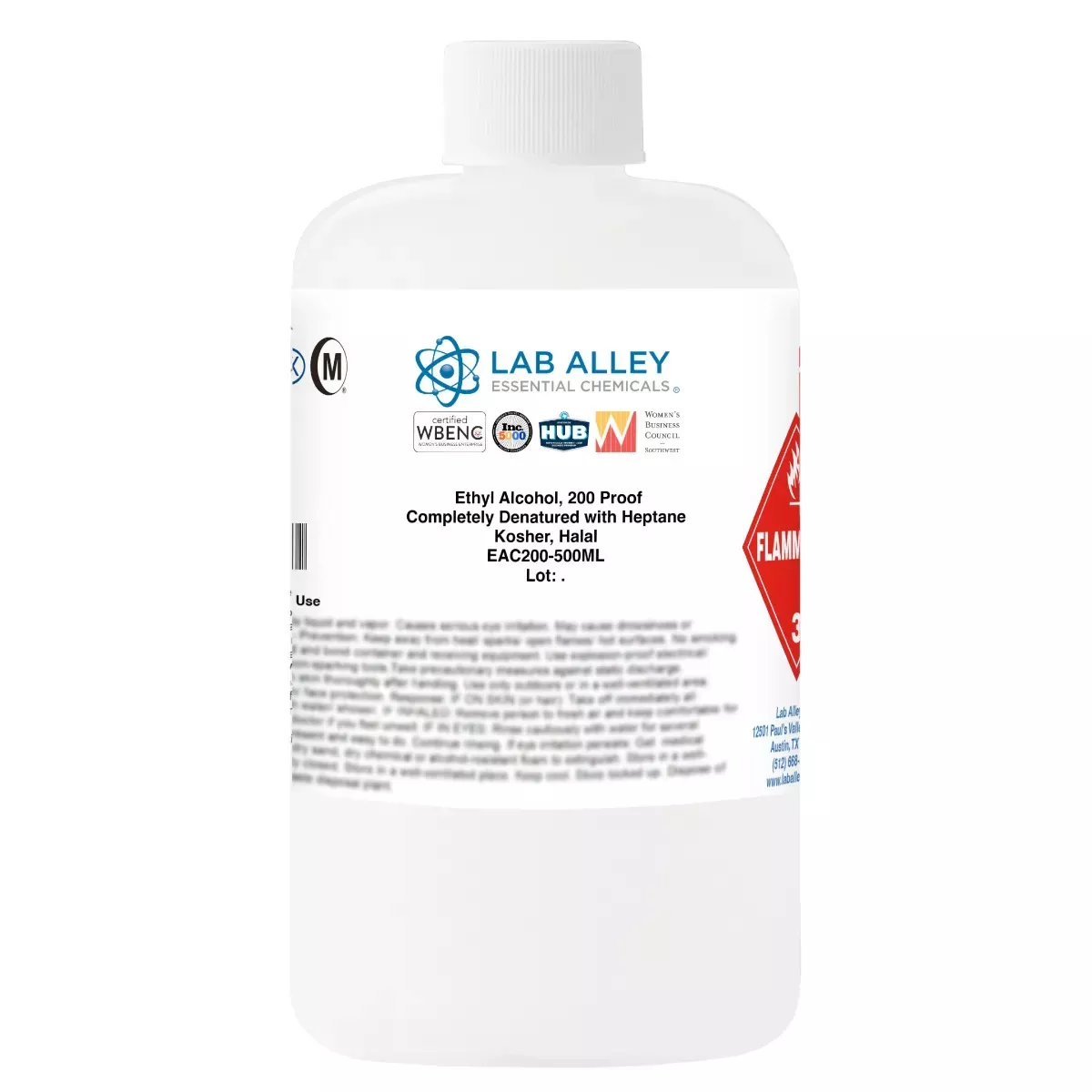 Ethanol 200 Proof (100%) Completely Denatured with Heptane, Kosher, Halal