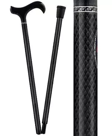 Folding Triple Wound Carbon Fiber Black Derby 2-piece Walking Cane