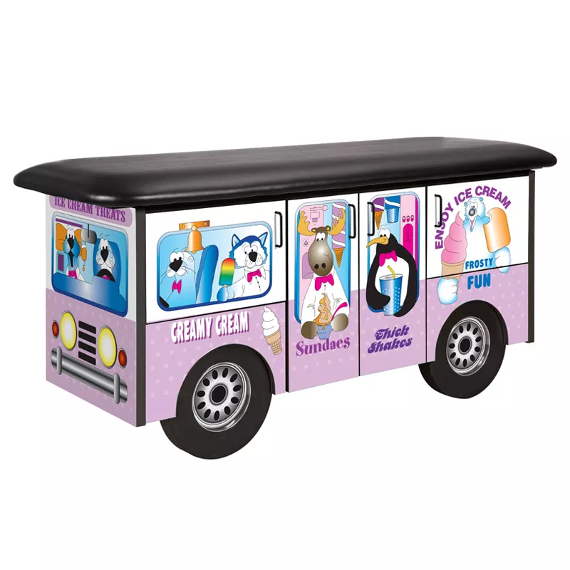 Frosty Friends Ice Cream Truck Pediatric Unadjustable Treatment Table w/4 Doors & 3 Adjustable Shelves