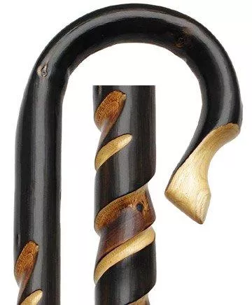 Hand-Carved Sheppard Spiral Cane - Elegant Chestnut"