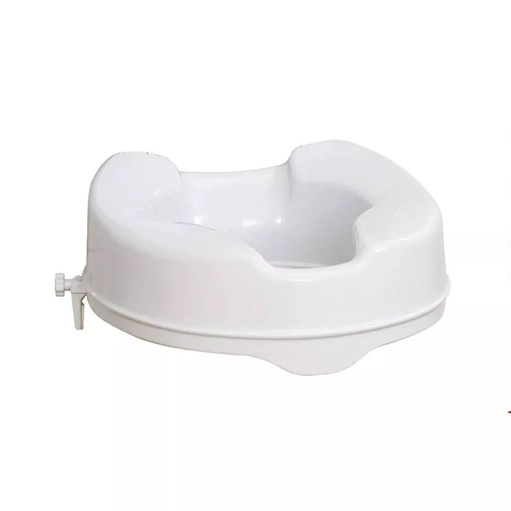 HEALTHLINE Raised Toilet Seat to increase the height of the toilet, hygiene Elevated Hinged Toilet Seat Riser for Elderly and Seniors, Round Elongated, White