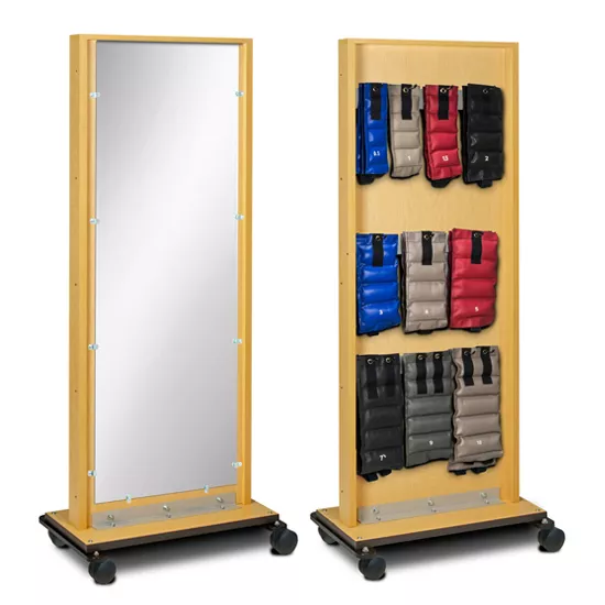 Laminate Mobile Dual Sided Mirror w/Cuff Weight Rack