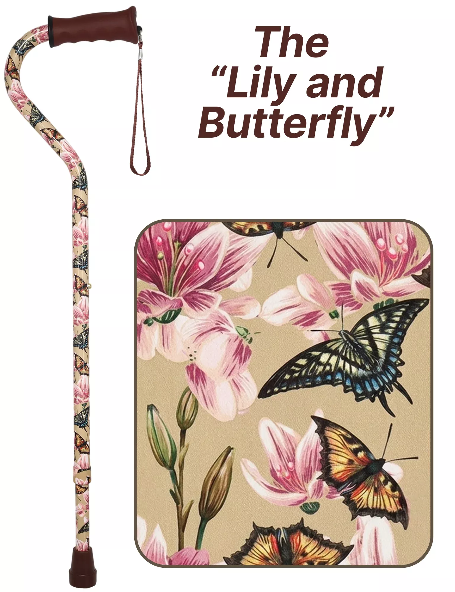 Lily & Butterfly: Adjustable Comfort Grip Offset Walking Cane