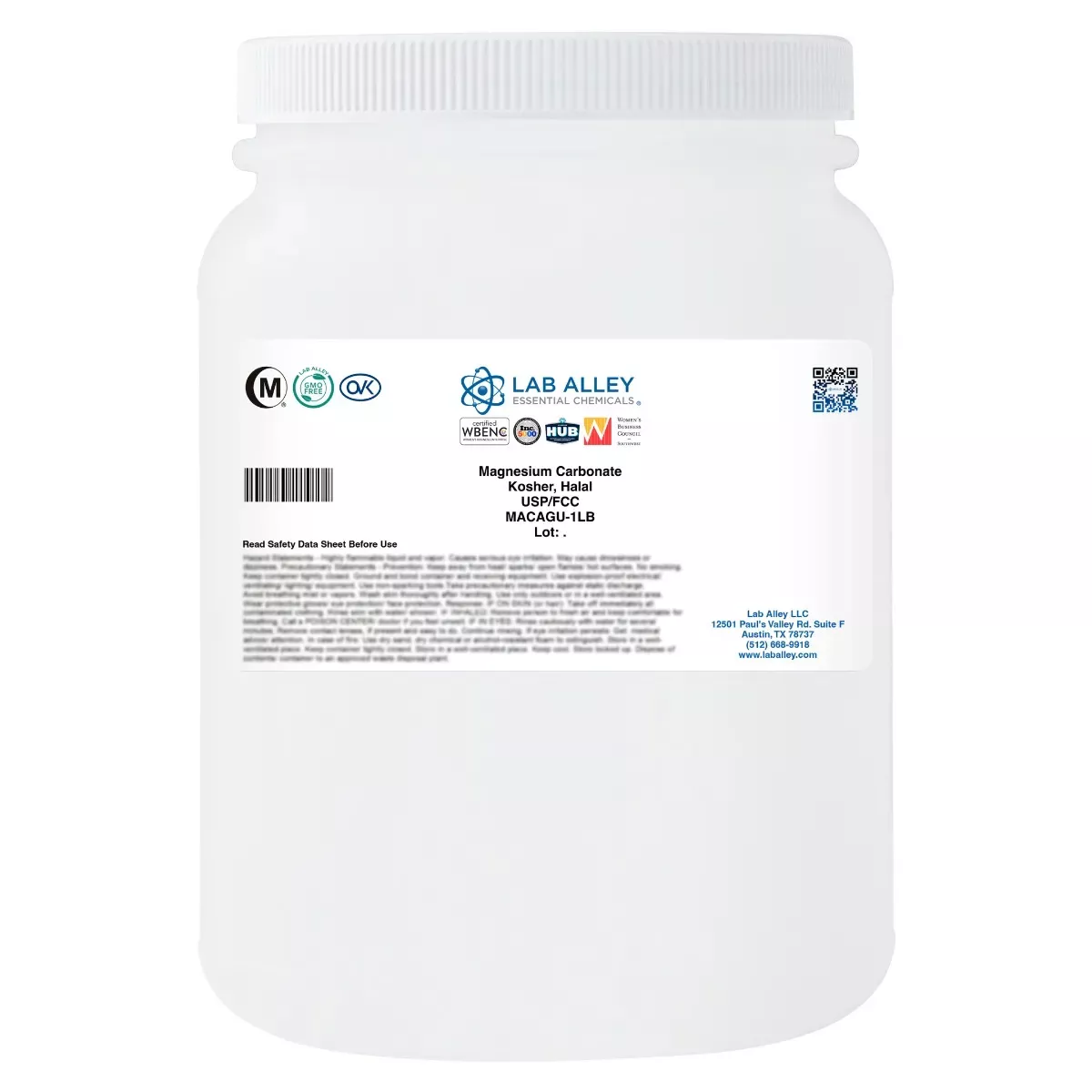Magnesium Carbonate, USP/FCC Grade, Kosher, Halal