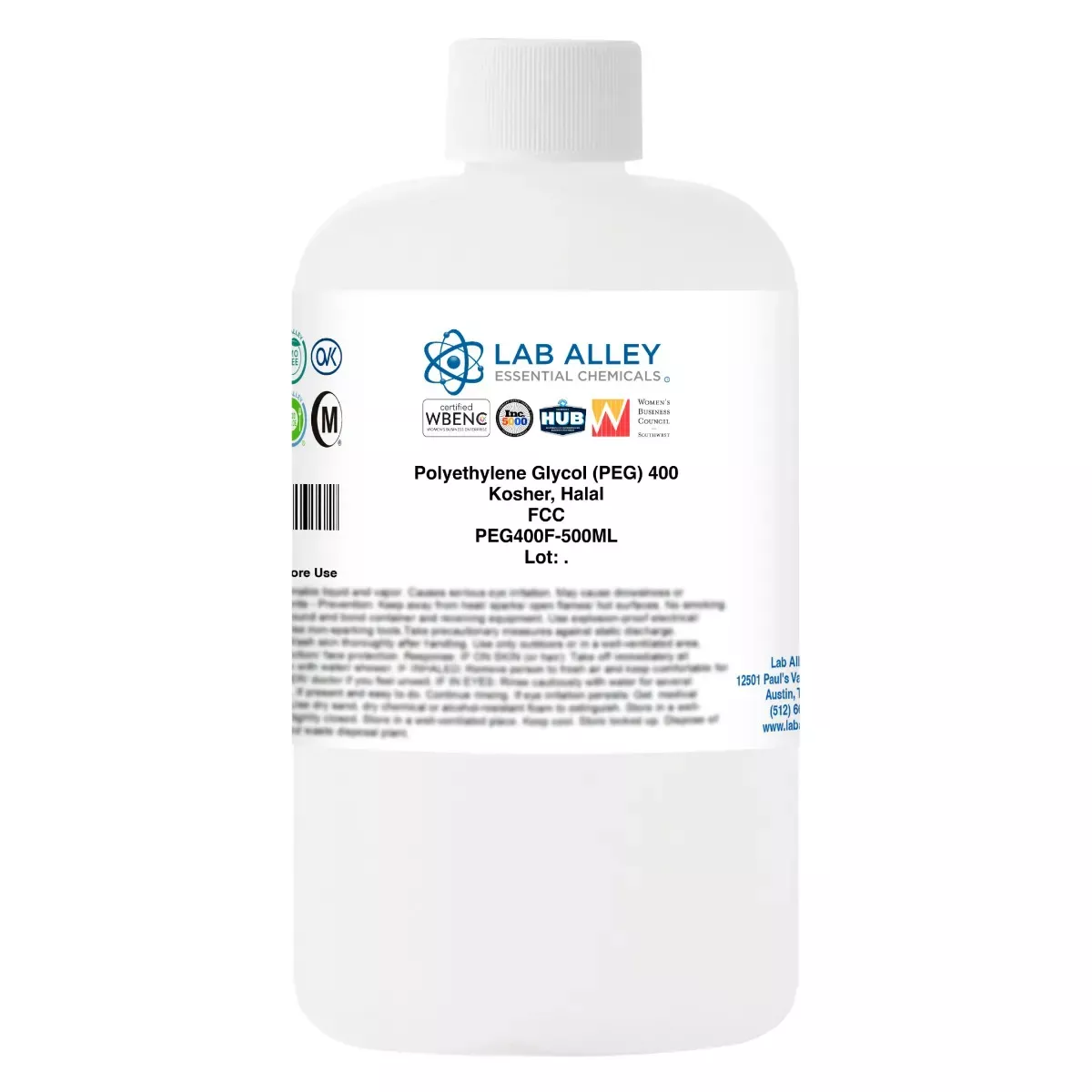 Polyethylene Glycol (PEG) 400 Food Grade (FCC), Kosher, Halal