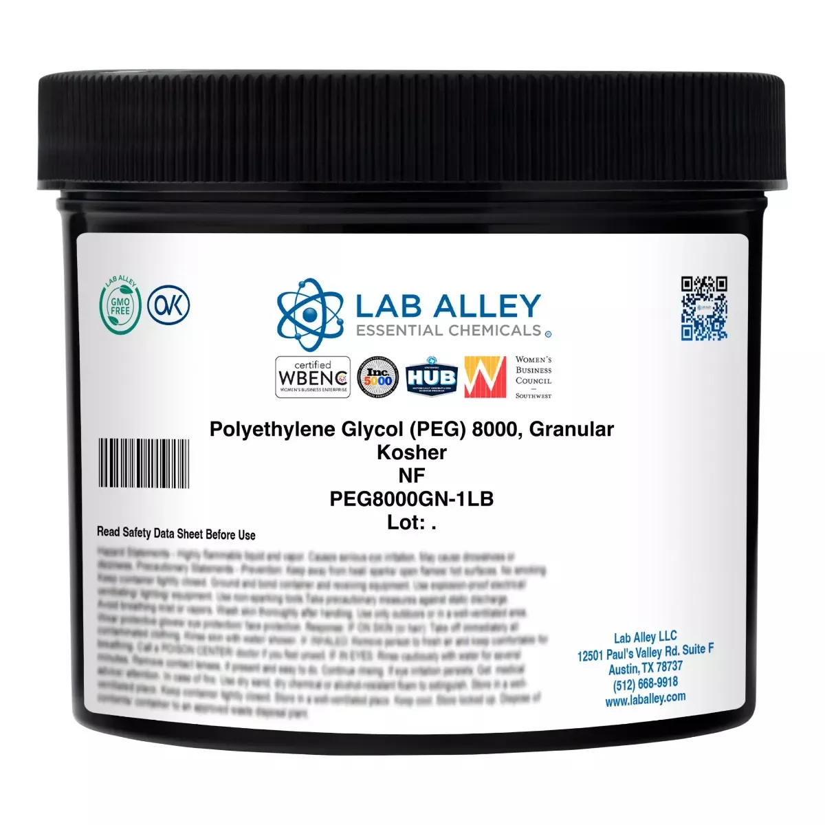 Polyethylene Glycol (PEG) 8000, Granular, NF Grade, Kosher
