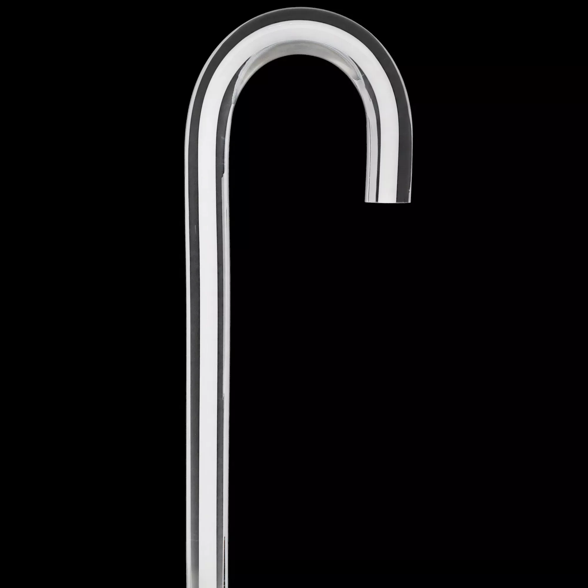 Porcelain In Ice Cane: White Line in Translucent Clear Shaft