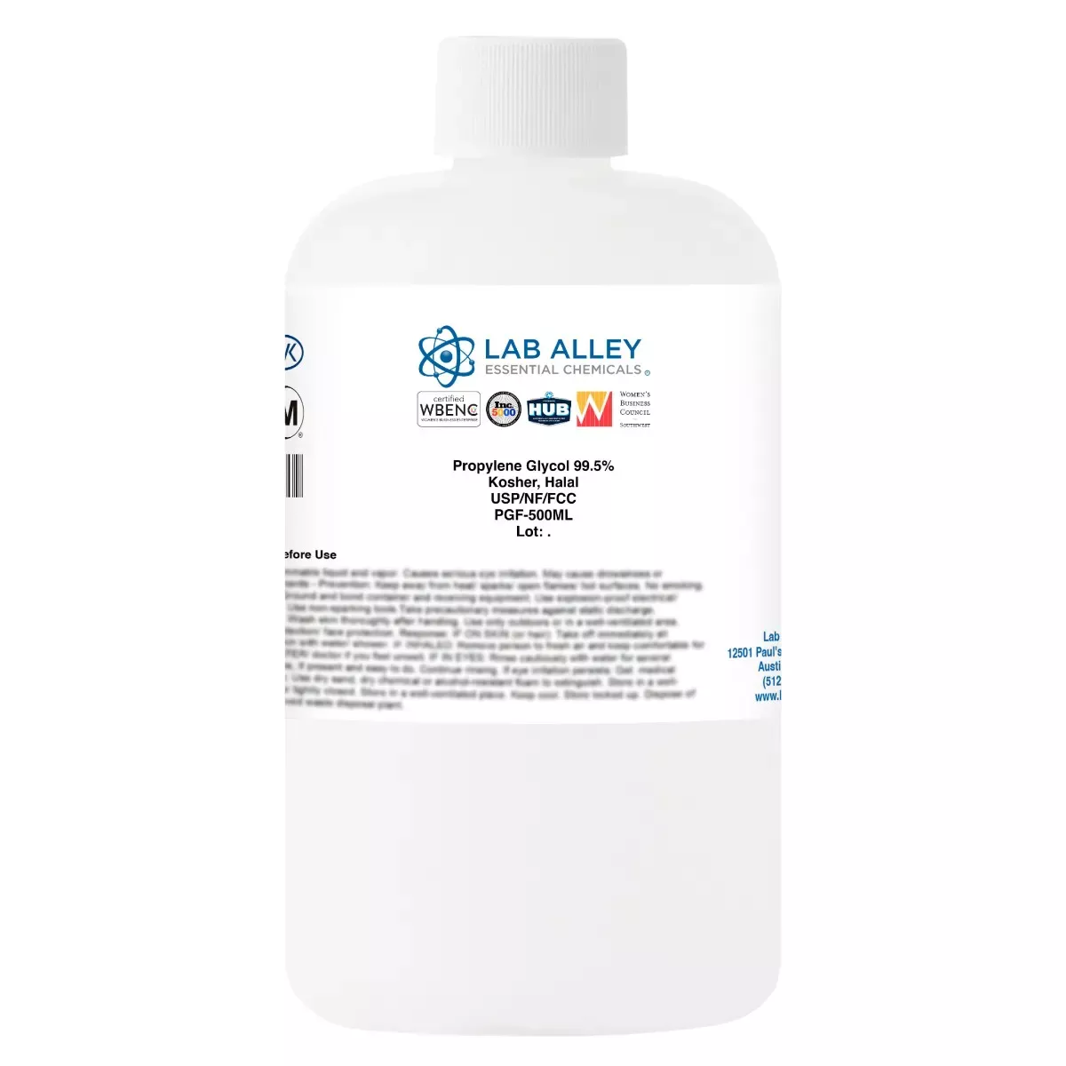 Propylene Glycol 99.5% USP/NF/FCC/Food Grade, Kosher, Halal