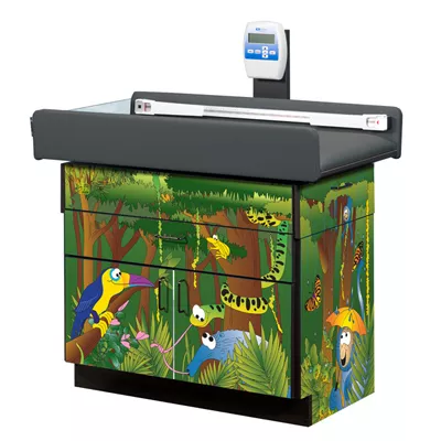 Rainforest Follies Pediatric Digital Scale Treatment Table w/2 Doors & Drawer Storage
