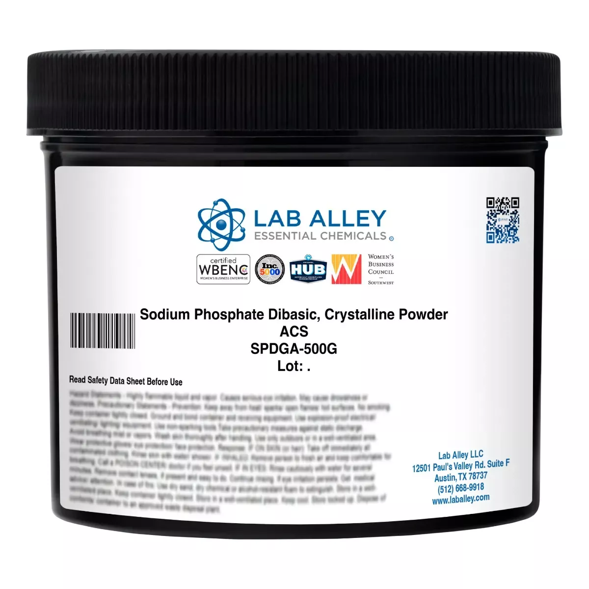 Sodium Phosphate Dibasic, Crystalline Powder, ACS Grade