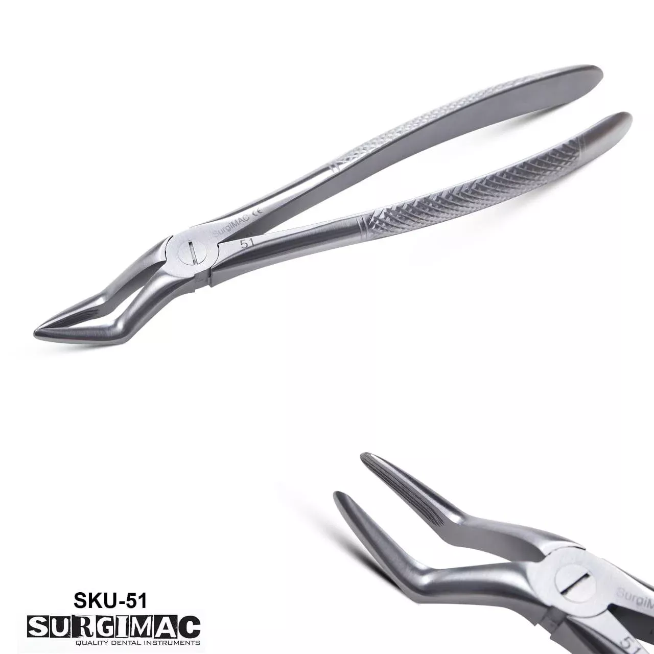 Surgimac #51 Extracting Forceps for Upper Roots. Stainless Steel, English
