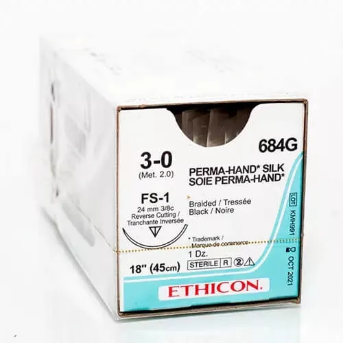 Suture, Silk N/absrb Blk Br 3-0 18" (12/bx)