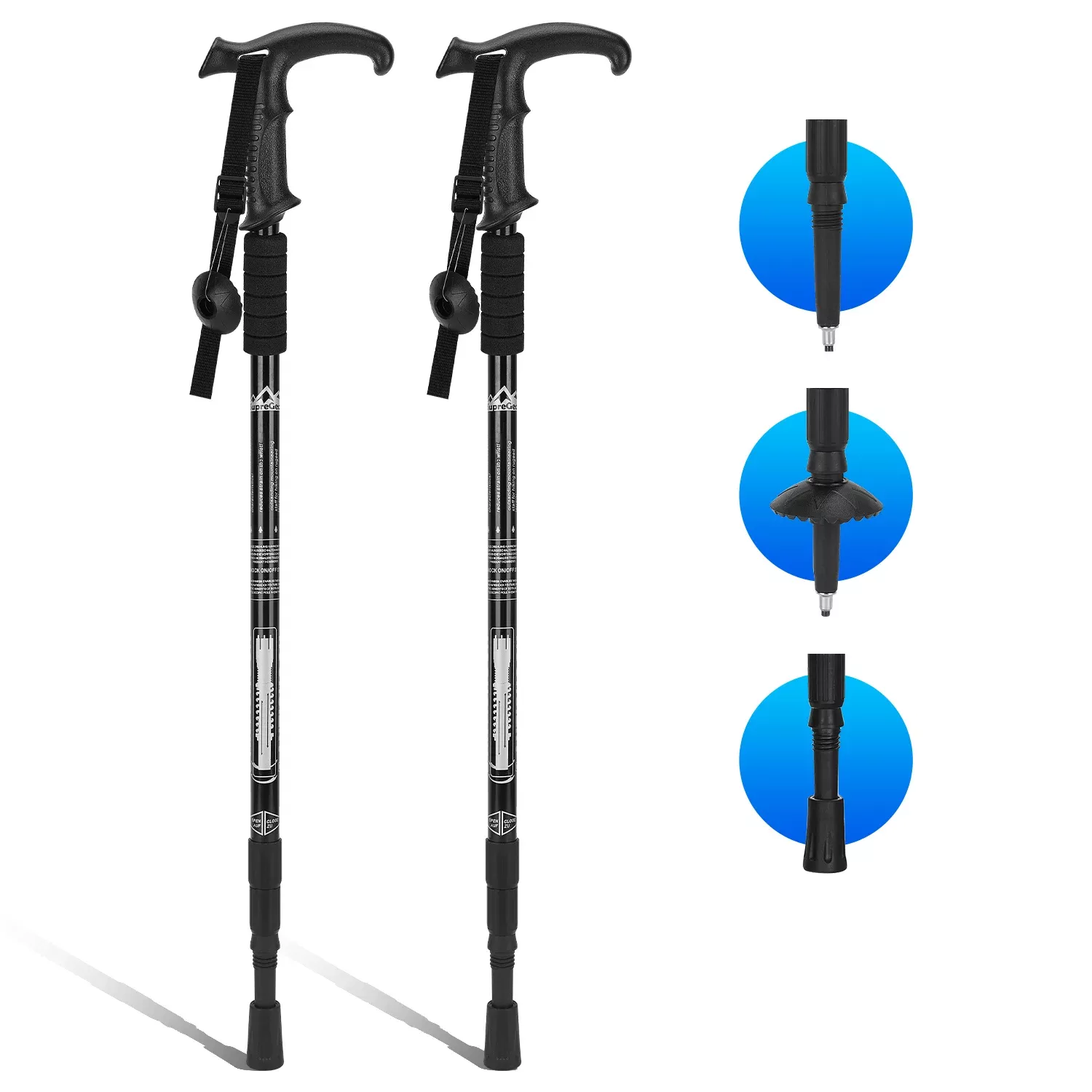 Trekking Poles 2 Pack Adjustable Aluminum Hiking Poles with Quick Lock