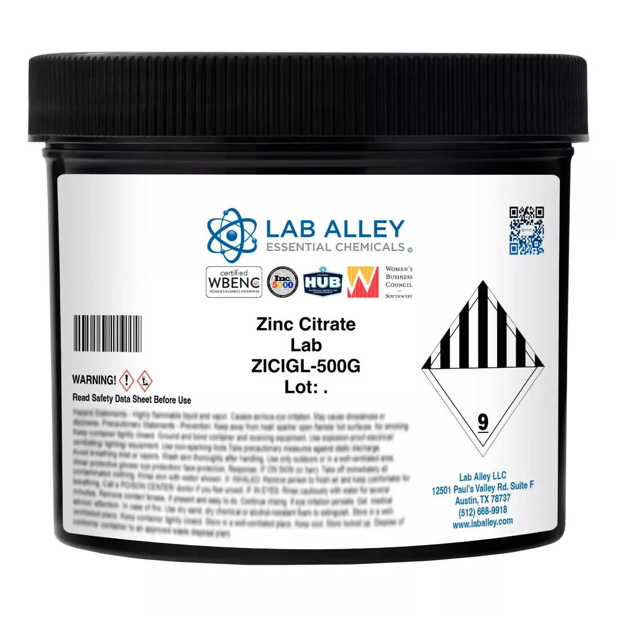 Zinc Citrate, Lab Grade